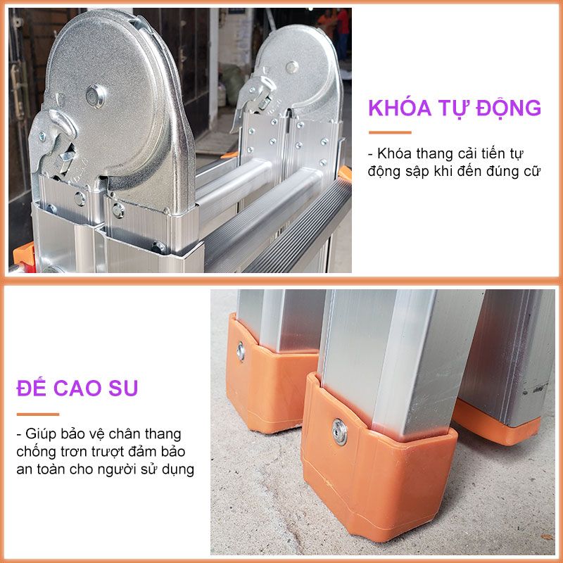 Thang nhôm gấp trượt đa năng chữ A NIKITA - AM03/ AM04/ AM05 - 1 cái/ thùng