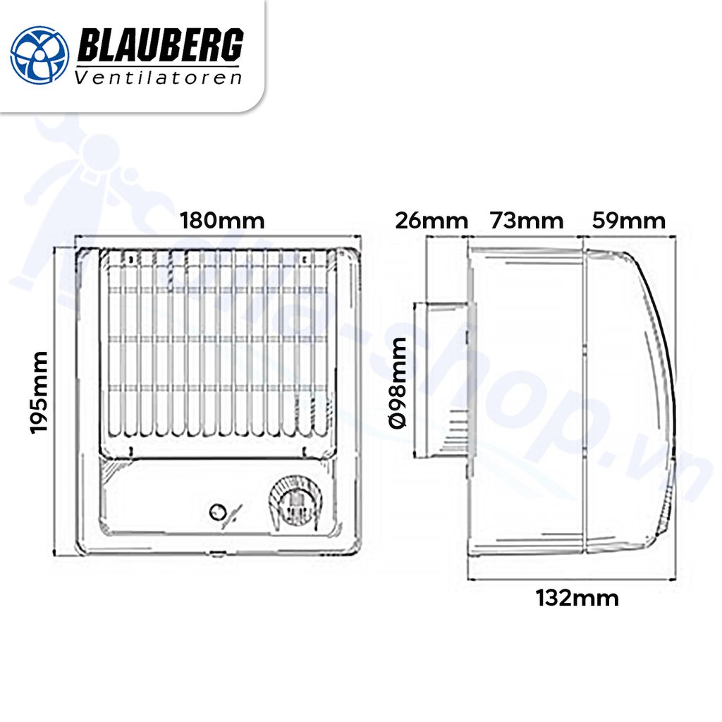Quạt hướng trục gắn tường, trần BLAUBERG - FORCE - Hàng nhập khẩu