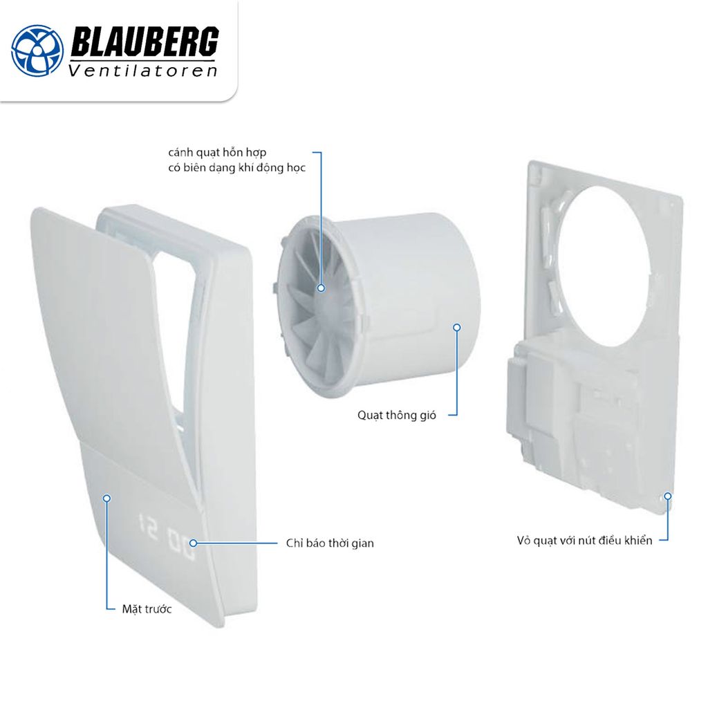 Quạt hướng trục gắn tường, trần BLAUBERG - CABRIO - Hàng Nhập Khẩu