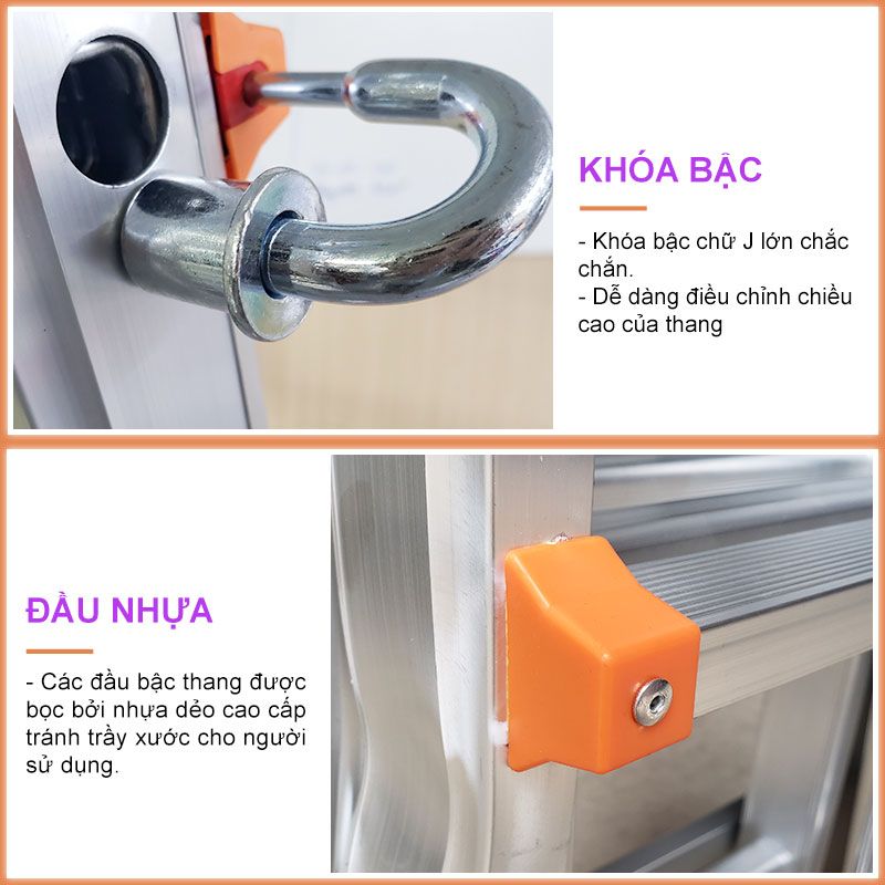 Thang nhôm gấp trượt đa năng chữ A NIKITA - AM03/ AM04/ AM05 - 1 cái/ thùng