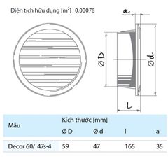 Cửa gió nhựa tròn BLAUBERG - DECOR 60/47s-4 - 4 cái/Set - Hàng nhập khẩu