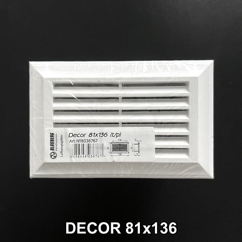 Cửa gió louver nhựa âm tường BLAUBERG DECOR 81*136/86*230/86*230R