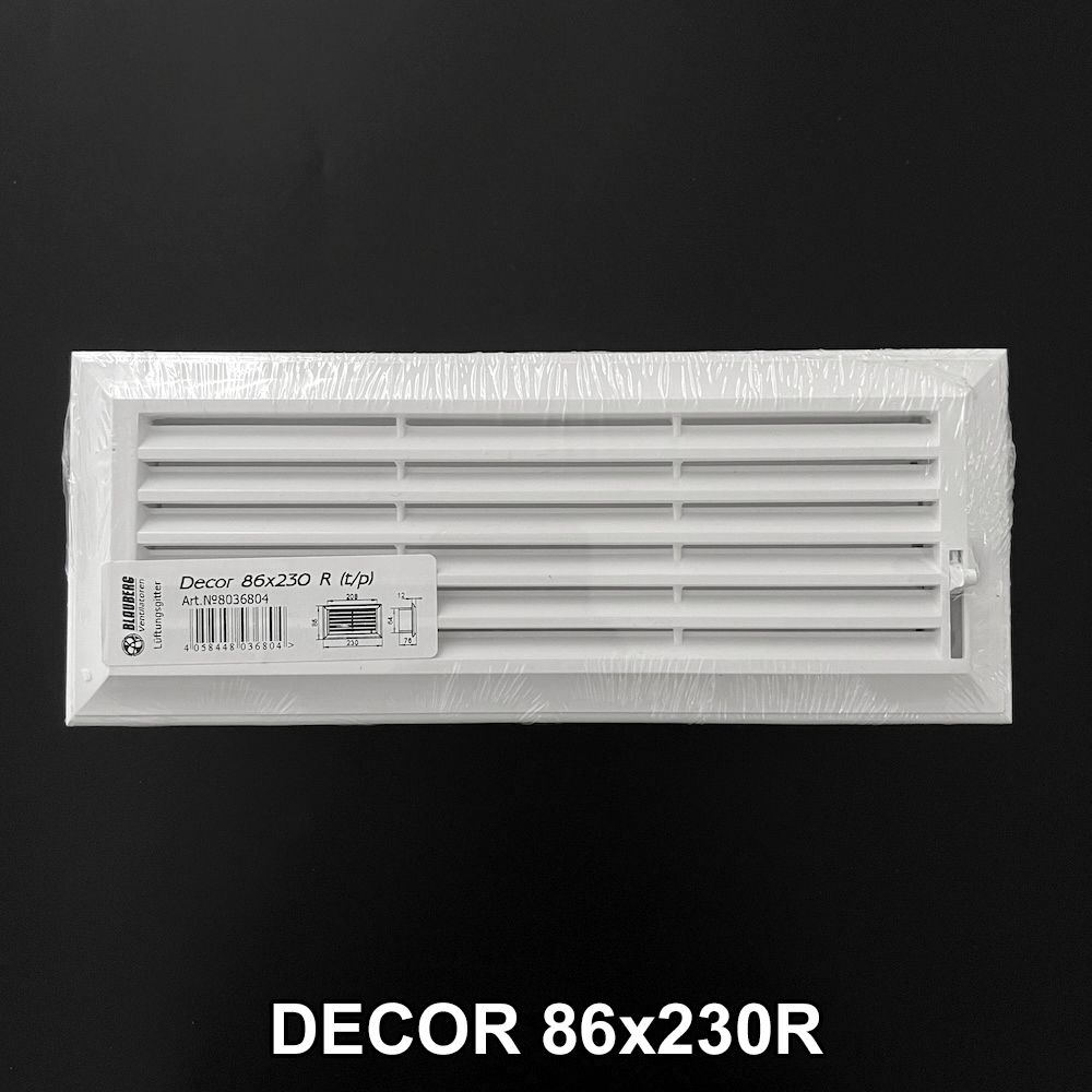 Cửa gió louver nhựa chữ nhật âm tường BLAUBERG - DECOR 81*136 / 86*230 / 86*230R - Hàng nhập khẩu chính hãng