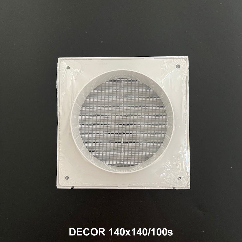 Cửa gió louver nhựa vuông (cổ mặt bích tròn và lưới côn trùng) BLAUBERG - DECOR 140*140/100s - 180*180/125s - 250*250/150s - Hàng nhập khẩu chính hãng