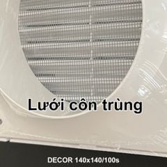 Cửa gió louver nhựa vuông (cổ mặt bích tròn và lưới côn trùng) BLAUBERG - DECOR 140*140/100s - 180*180/125s - 250*250/150s - Hàng nhập khẩu chính hãng