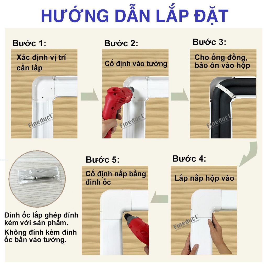 Trunking Nhựa Fineduct Nối Trơn Màu Ngà JA - 70/80/100/120/140 [Hộp che ống đồng máy lạnh / Air Conditioner Line Set cover]