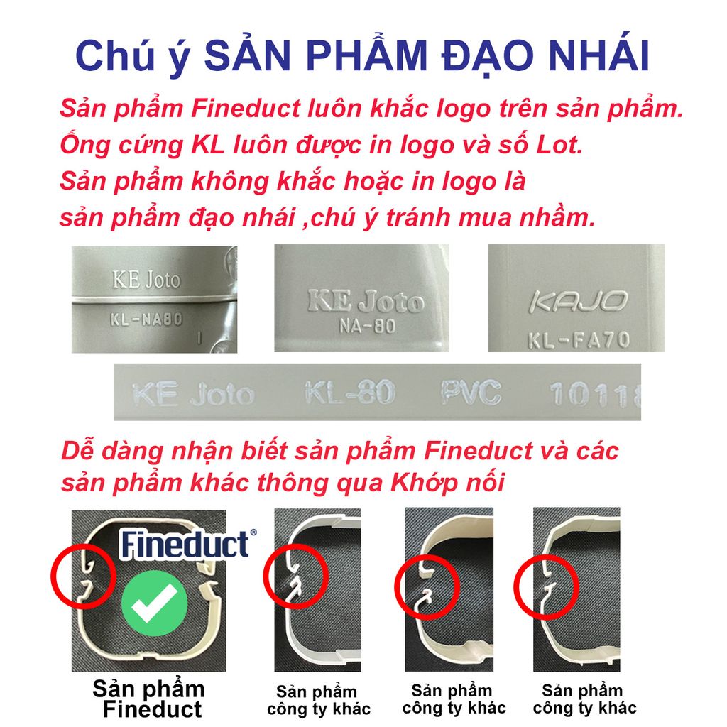 Trunking Nhựa Fineduct Ống Cứng KL-70/80/100/120/140 - 1 Cây-1M/2M