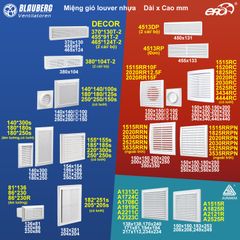 Miệng gió louver nhựa chữ nhật đôi gắn cửa (2 cái/ bộ) BLAUBERG - T-2