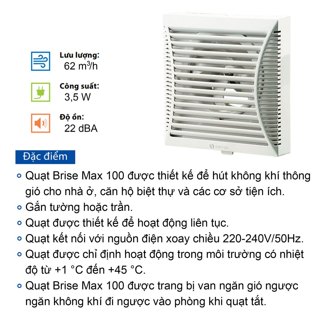 Quạt HT gắn tường, trần - Brise Max