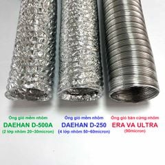 Ống gió mềm nhôm Hàn Quốc DAEHAN không bảo ôn 2 lớp - D-500A - 3m/10m/Ống
