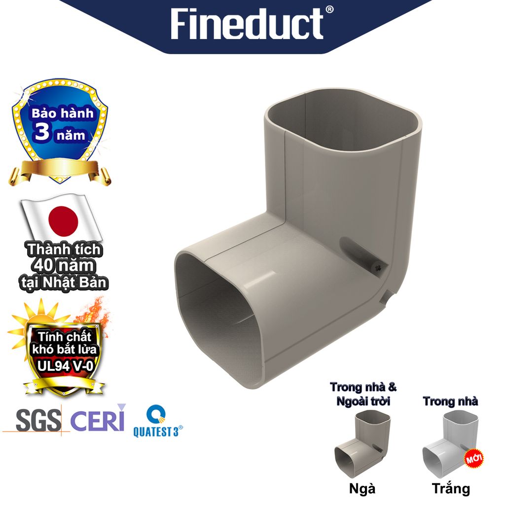Trunking Nhựa Fineduct Co 90 Độ Trong Góc Tường Màu Ngà CA - 70/80/100/120/140 (Co đứng) [Hộp che ống đồng máy lạnh]