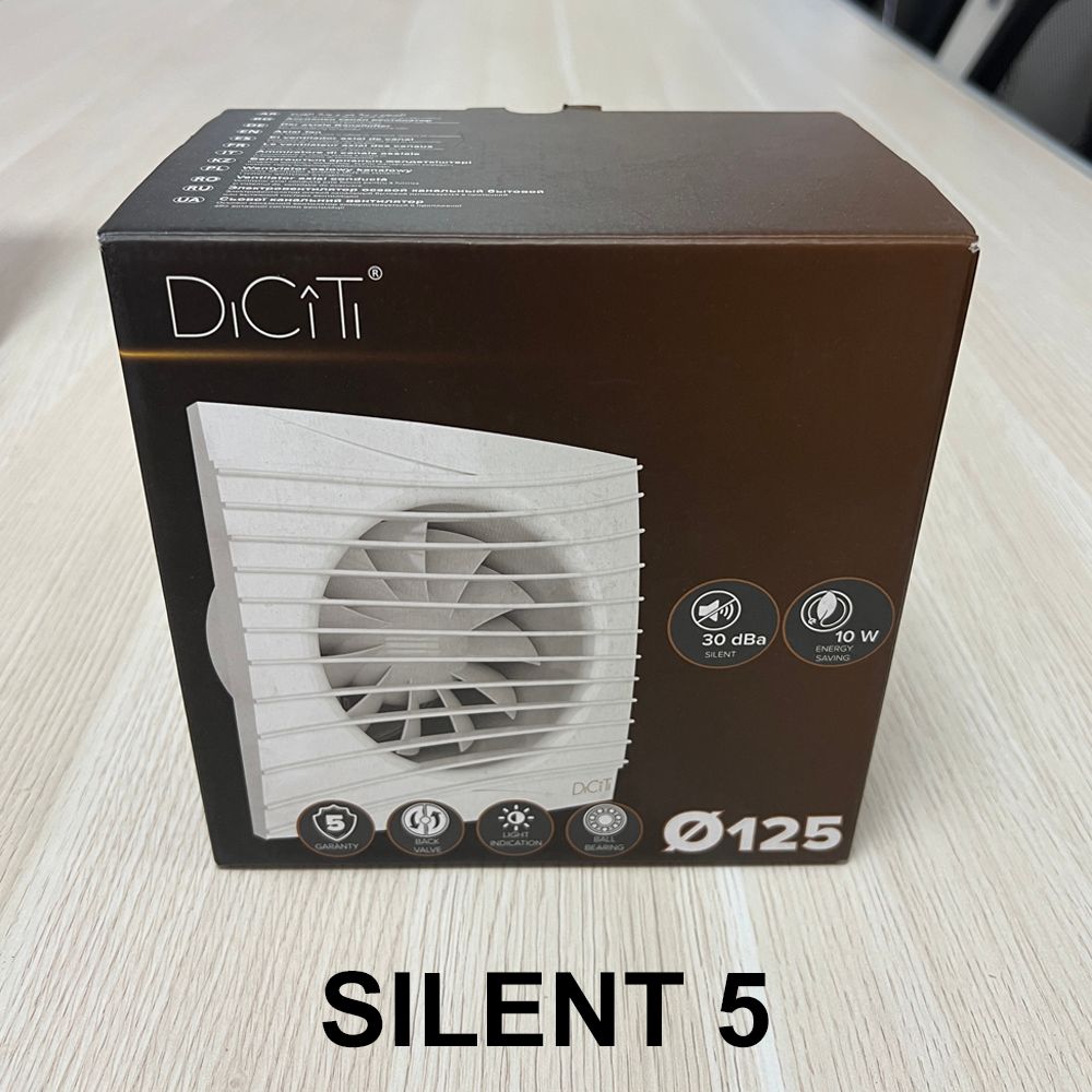 Quạt thông gió cho phòng tắm, phòng vệ sinh DICITI - SILENT Оbsidian Màu đen - Hàng Nga nhập khẩu chính hãng