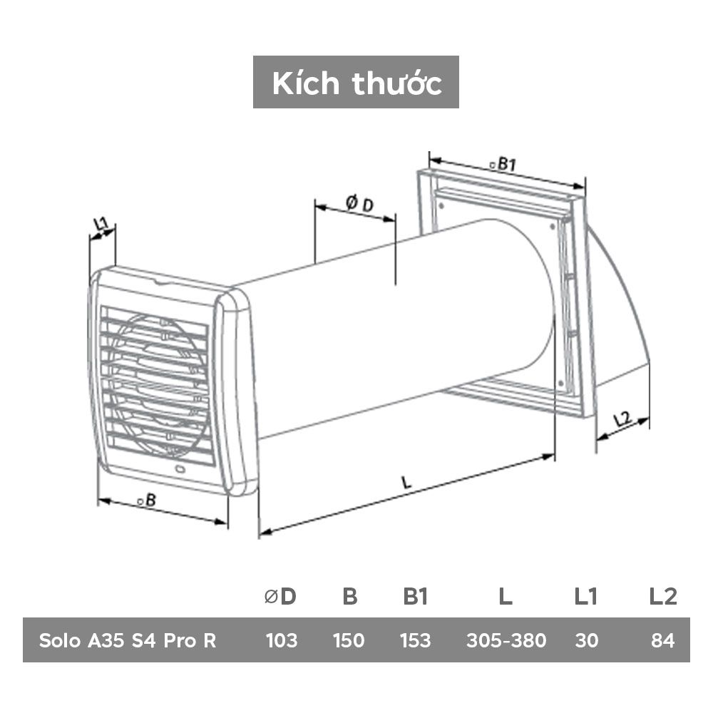 Quạt khí tươi phòng đơn Blauberg - Vento Solo A35 S4 Pro R - Hàng Nhập Khẩu