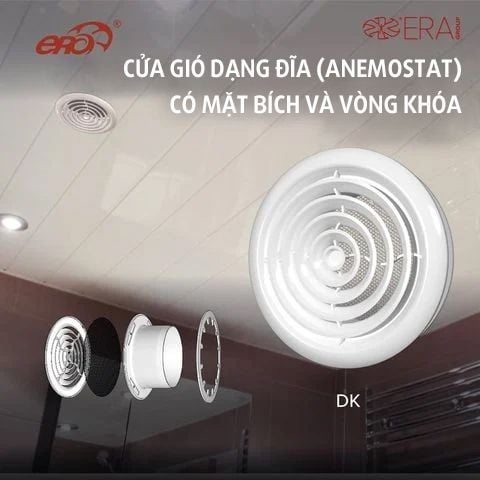 Cửa gió khuếch tán nhựa tròn (có lưới côn trùng) ERA - DK - Hàng Nga nhập khẩu chính hãng