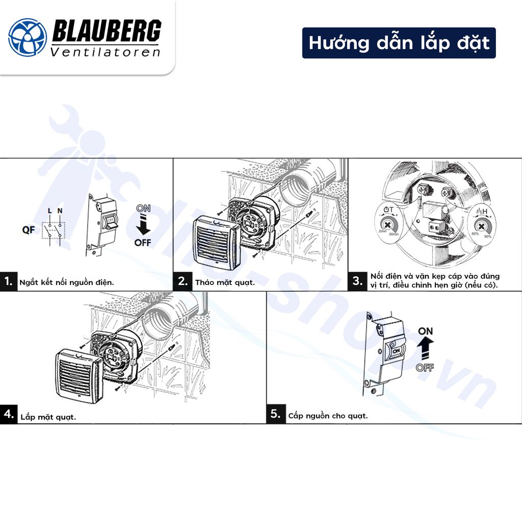 Quạt hướng trục gắn tường, trần BLAUBERG - AERO STILL VINTAGE - Hàng nhập khẩu chính hãng