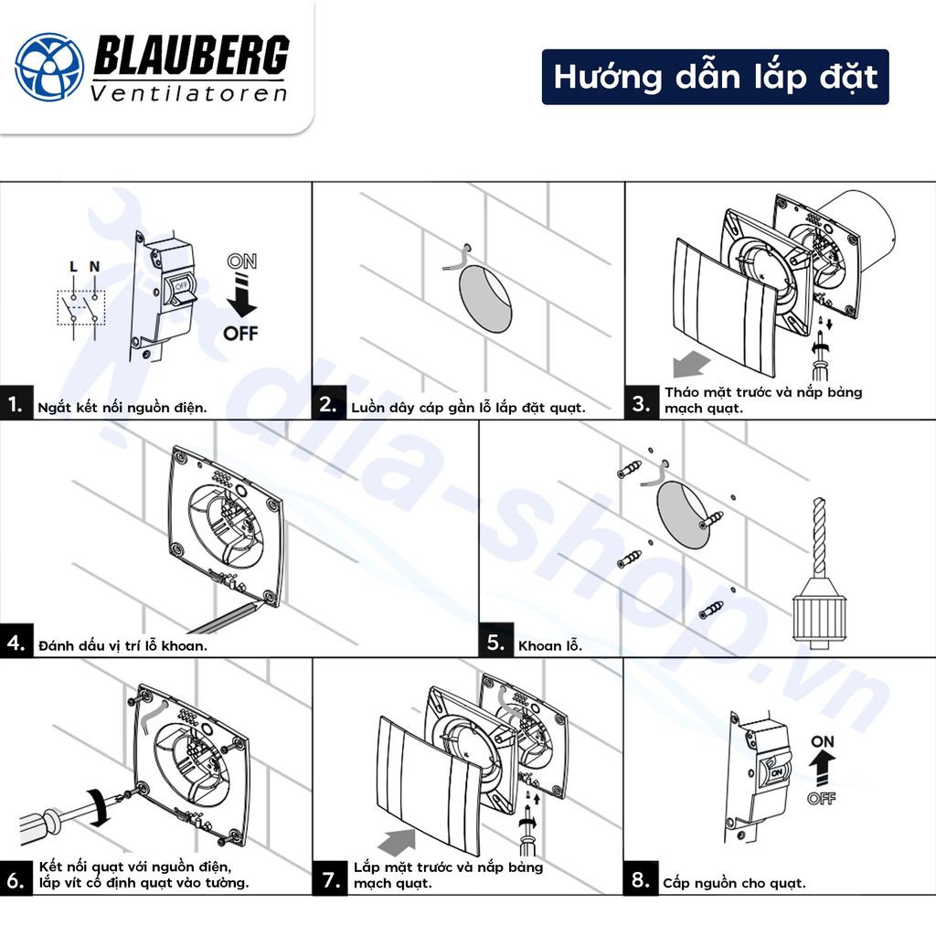 Quạt thông gió gắn tường, trần BLAUBERG - QUATRO - Hàng nhập khẩu chính hãng