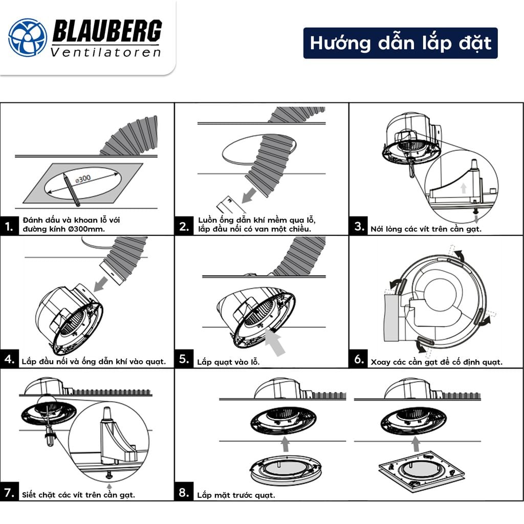Quạt thông gió gắn trần BLAUBERG - Ultra 250 TRÒN - Hàng Nhập Khẩu
