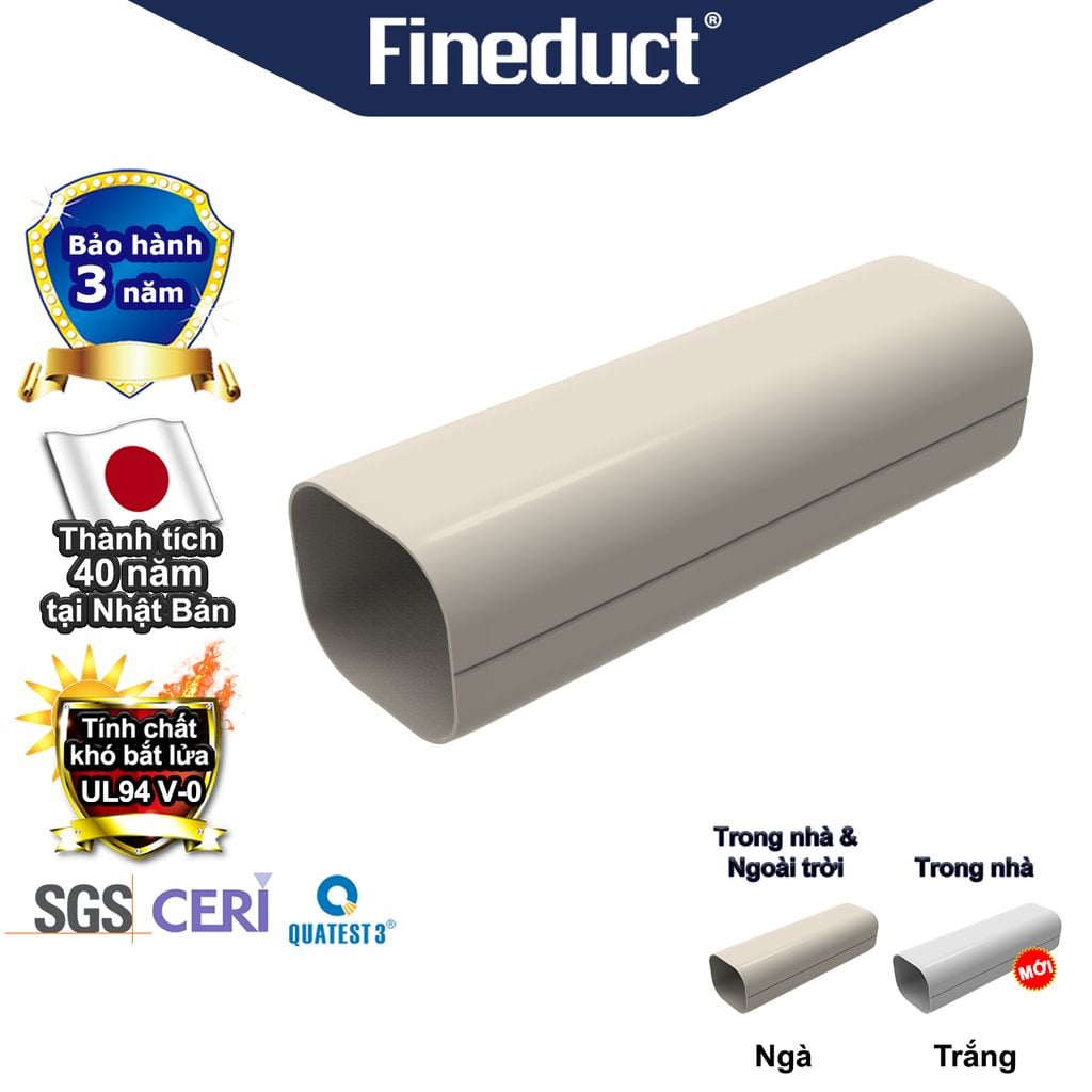 Trunking Nhựa Fineduct Ống Cứng KL-70/80/100/120/140 - 1 Cây-1M/2M