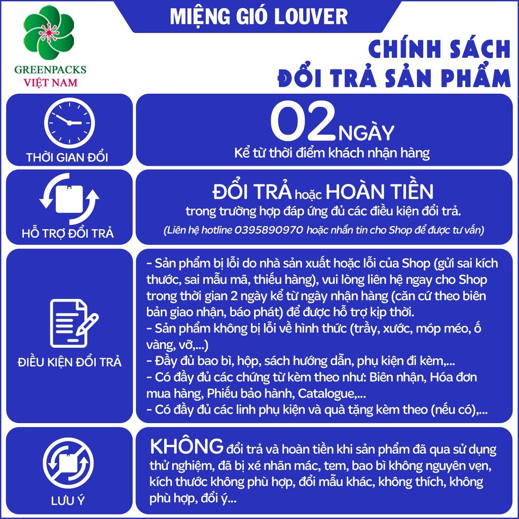 [HÀNG ĐẶT TRƯỚC] Miệng gió nhựa Louver