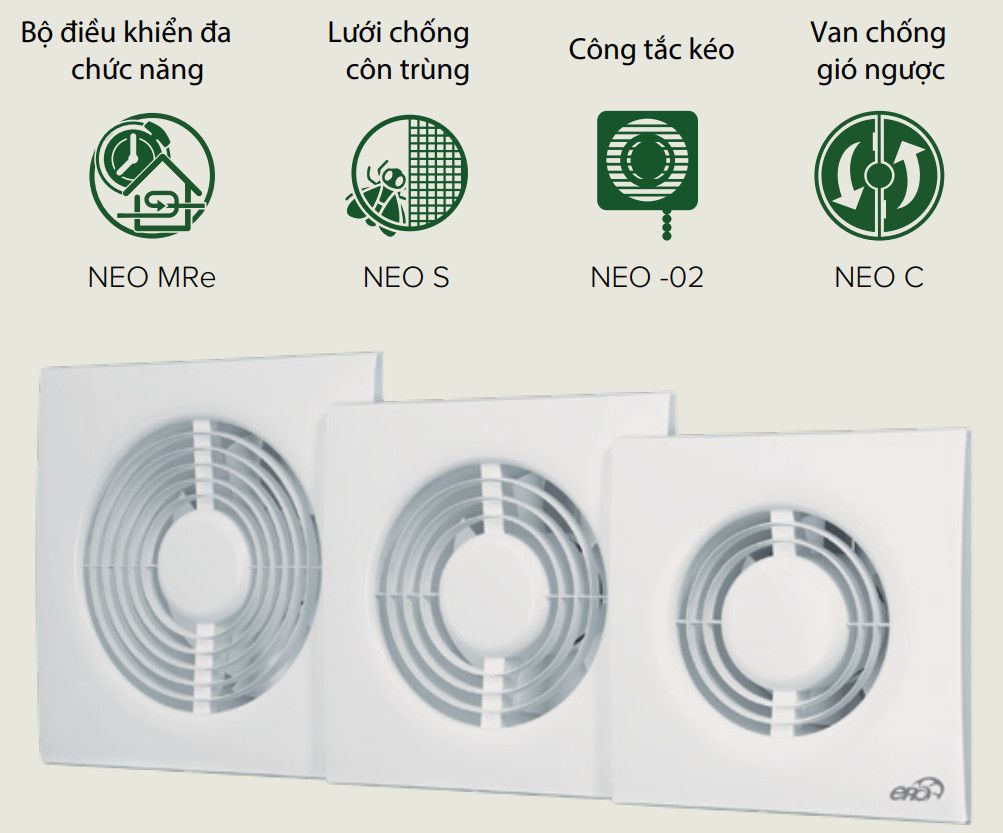 Quạt thông gió, hút mùi ERA - NEO 6S + lưới chống côn trùng - Hàng Nga nhập khẩu chính hãng