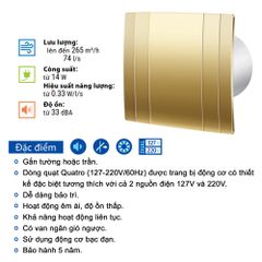 Quạt hướng trục gắn tường, trần BLAUBERG - QUATRO HI-TECH GOLD (có bộ hẹn giờ) - Hàng nhập khẩu chính hãng