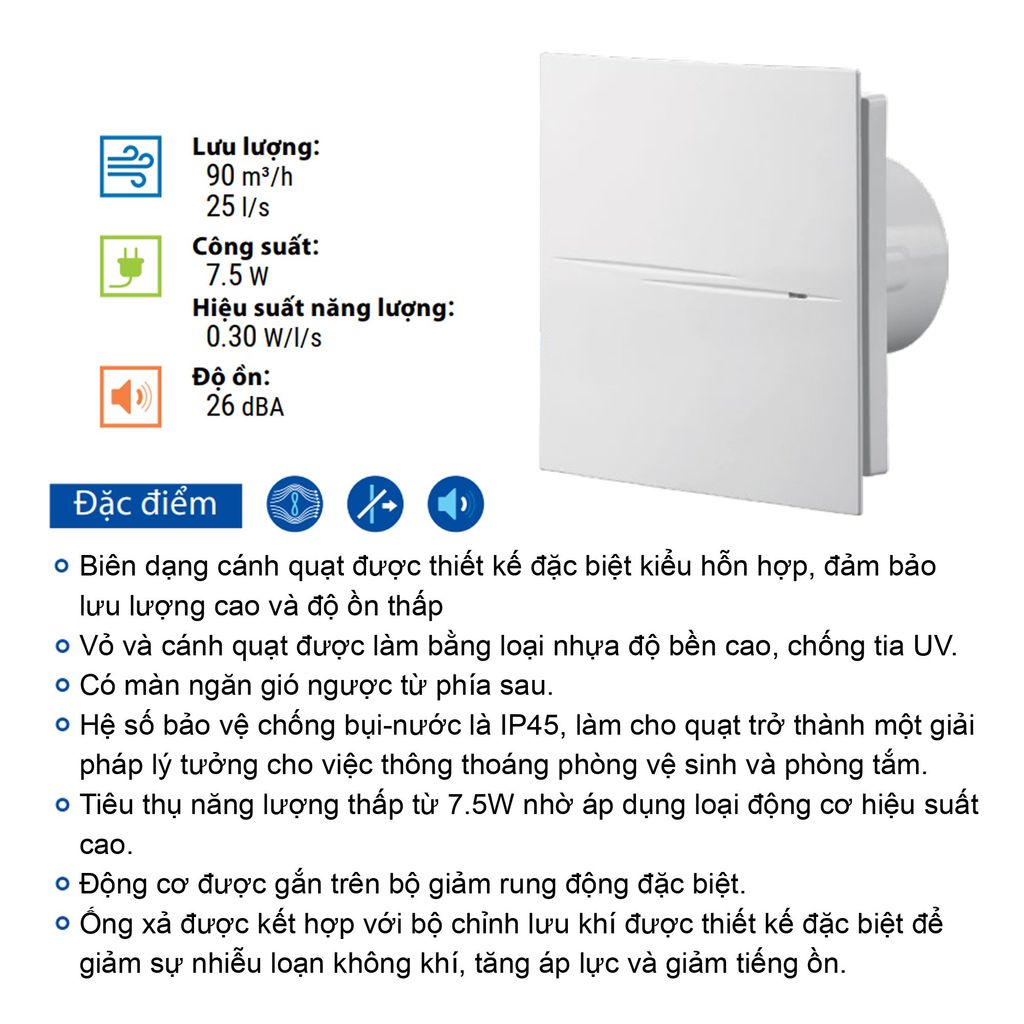 Quạt hướng trục gắn tường, trần BLAUBERG - Sileo Design 100