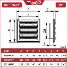 Cửa gió vuông nhựa mặt bích tròn gắn ống ERA - RF - Hàng Nga nhập khẩu chính hãng