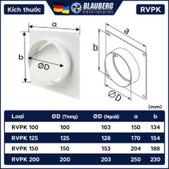 Mặt bích vuông - ống tròn + van gió ngược ống gió BLAUBERG - RVPK - Hàng Nhập Khẩu