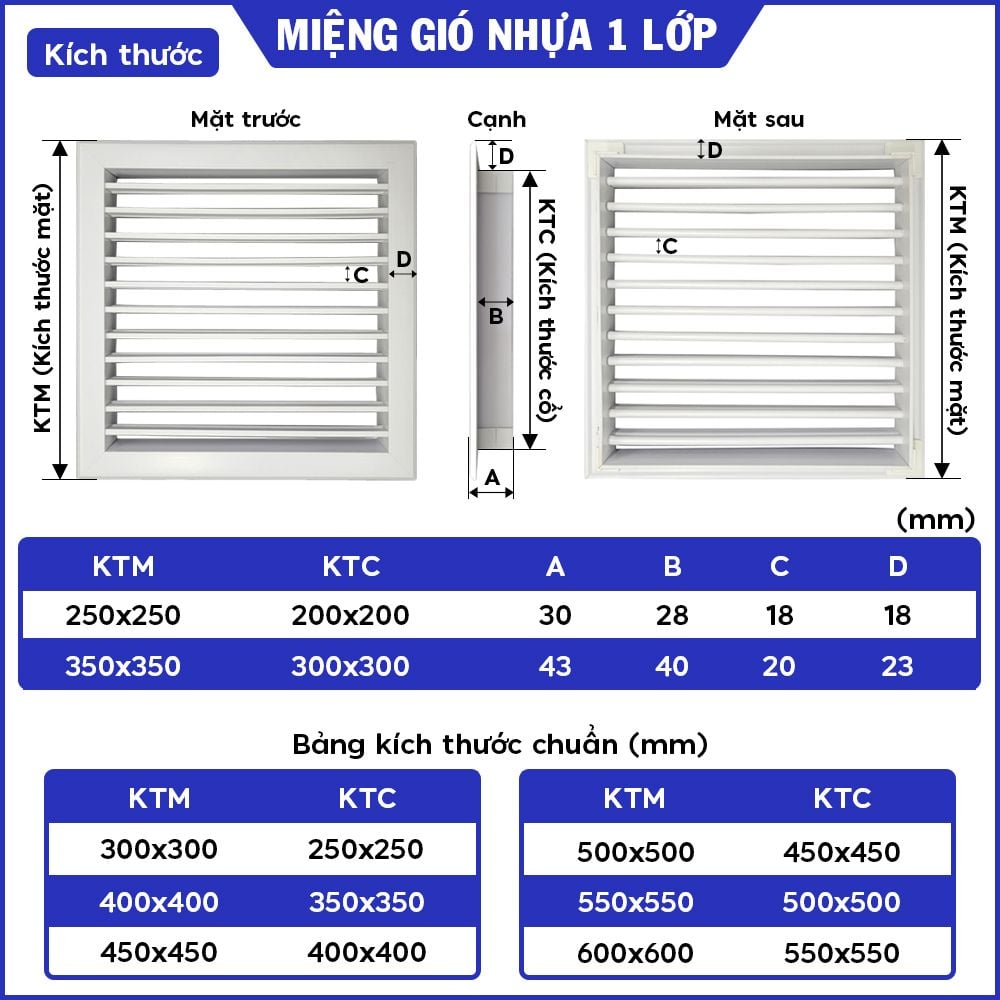 Miệng gió nhựa 1 lớp
