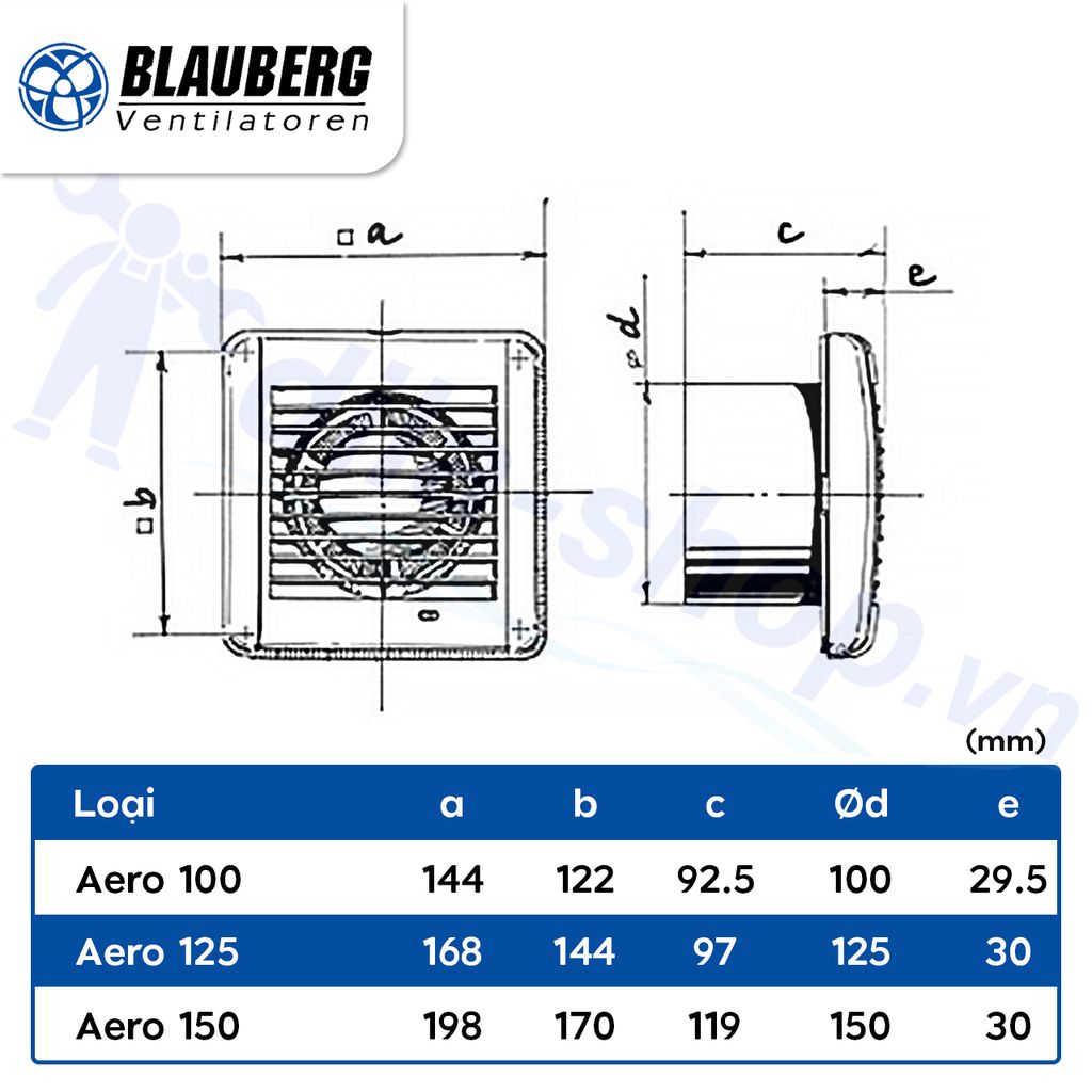 Quạt hướng trục gắn tường, trần BLAUBERG - AERO VINTAGE - Hàng nhập khẩu chính hãng