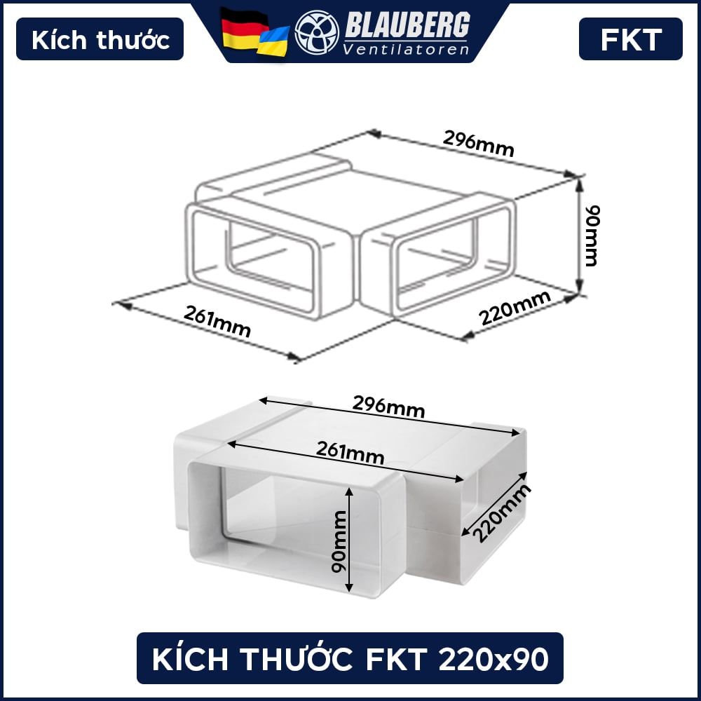 Ngã ba ống chữ nhật BLAUBERG - FKT 220*90 - Hàng Nhập Khẩu