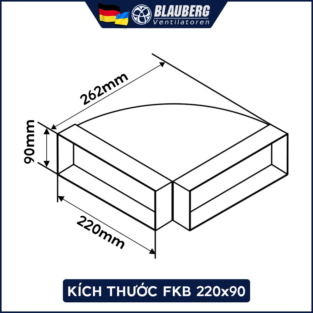 Co 90 độ vuông ngang ống gió BLAUBERG - FKB 220*90 - Hàng Nhập Khẩu