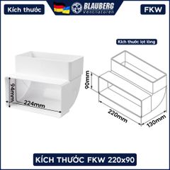 Co 90 độ vuông đứng ống gió BLAUBERG - FKW 220x90 - Hàng nhập khẩu chính hãng