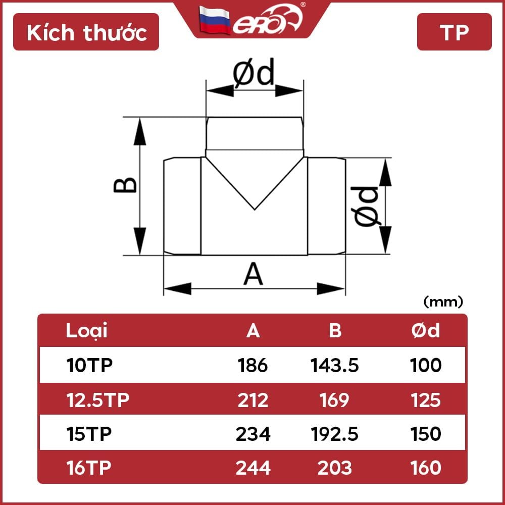 Ngã ba tròn ống gió ERA - TP - Hàng Nga nhập khẩu chính hãng