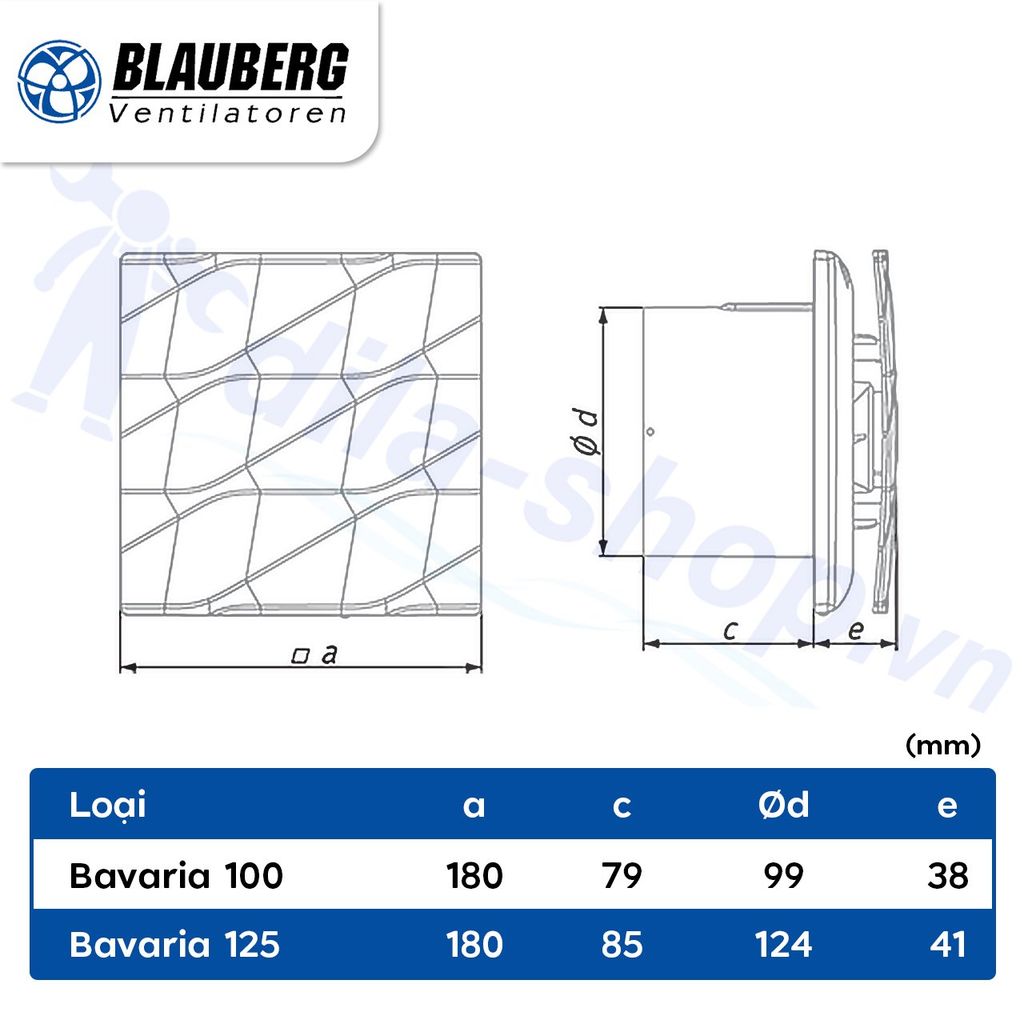 Quạt hướng trục gắn tường, trần BLAUBERG - BAVARIA - Hàng nhập khẩu chính hãng