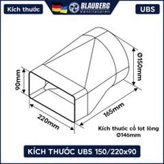 Nối ống thẳng chữ nhật - tròn BLAUBERG - UBS 150/220x90 - Hàng nhập khẩu chính hãng