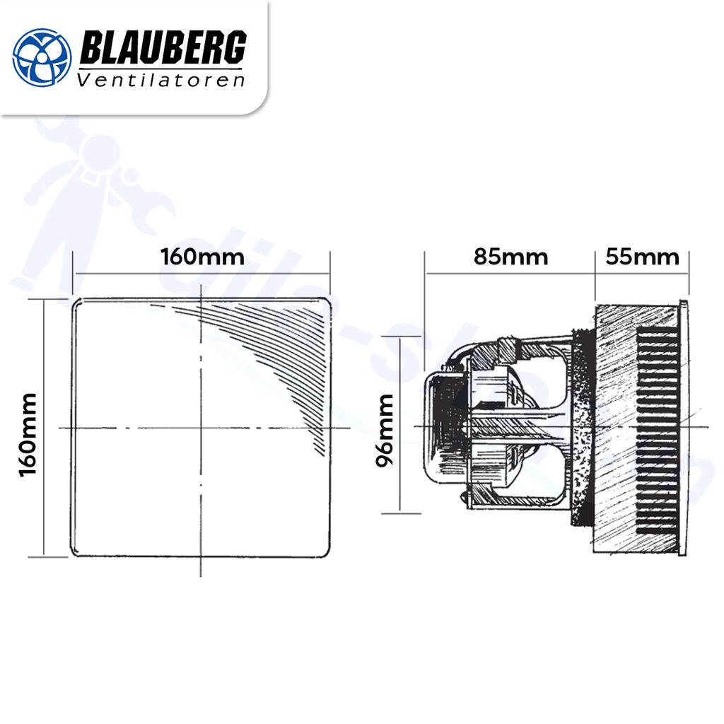 Quạt HT gắn tường, trần- Ukraine - BLAUBERG - Eco 100