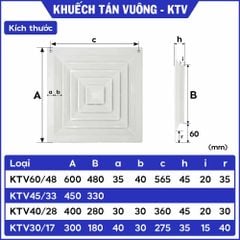 Cửa gió nhựa khuếch tán vuông (Lớn) - KTV
