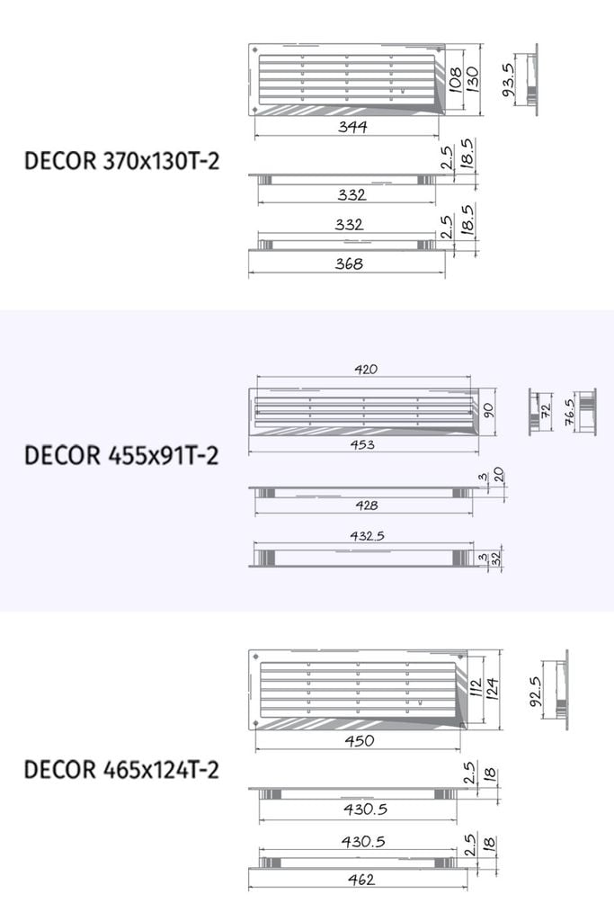 Miệng gió louver nhựa chữ nhật gắn cửa (2 cái/ bộ) BLAUBERG - DECOR T-2(đôi) - Hàng nhập khẩu chính hãng