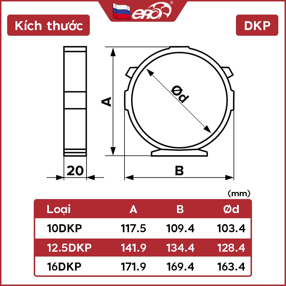 Vòng nối giữ ống tròn ống gió ERA - 10DKP/ 12.5DKP/ 16DKP - Hàng Nga nhập khẩu chính hãng