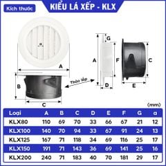 Miệng gió nhựa tròn cổ lưới kiểu lá xếp KLX