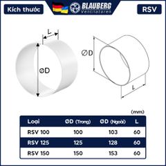 Nối ống tròn nhựa cứng BLAUBERG - RSV - Hàng Nhập Khẩu