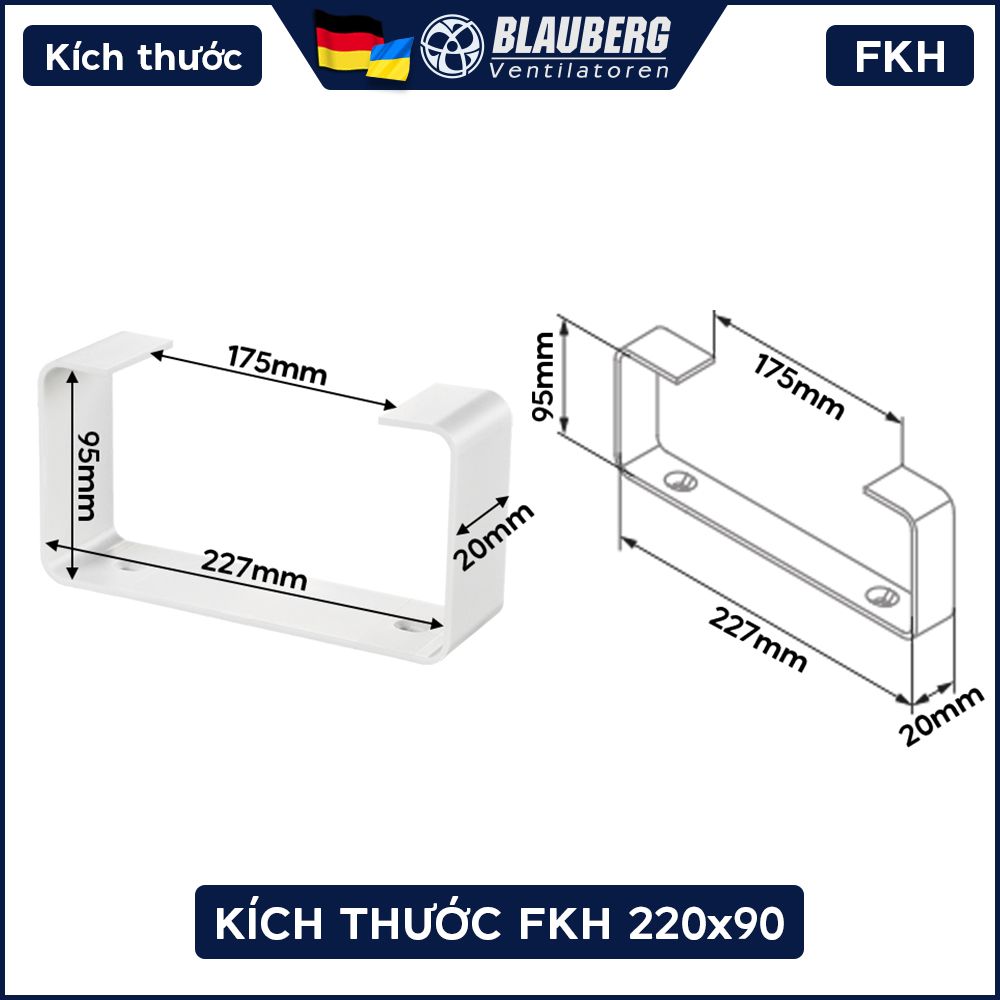 Vòng nối giữ ống vuông ống gió BLAUBERG - FKH 220x90 - Hàng Nhập Khẩu