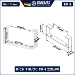 Vòng nối giữ ống vuông BLAUBERG - FKH 220*90 - Hàng Nhập Khẩu