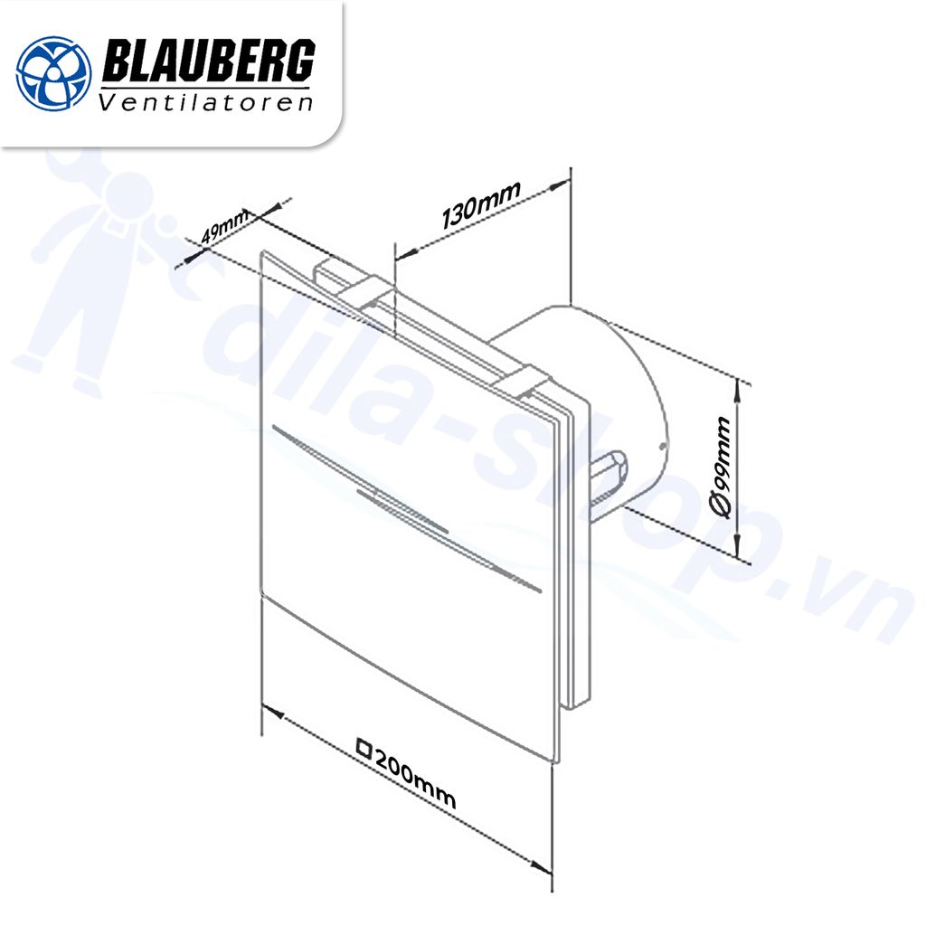 Quạt hướng trục gắn tường, trần BLAUBERG - SILEO Design 100 - Hàng nhập khẩu chính hãng