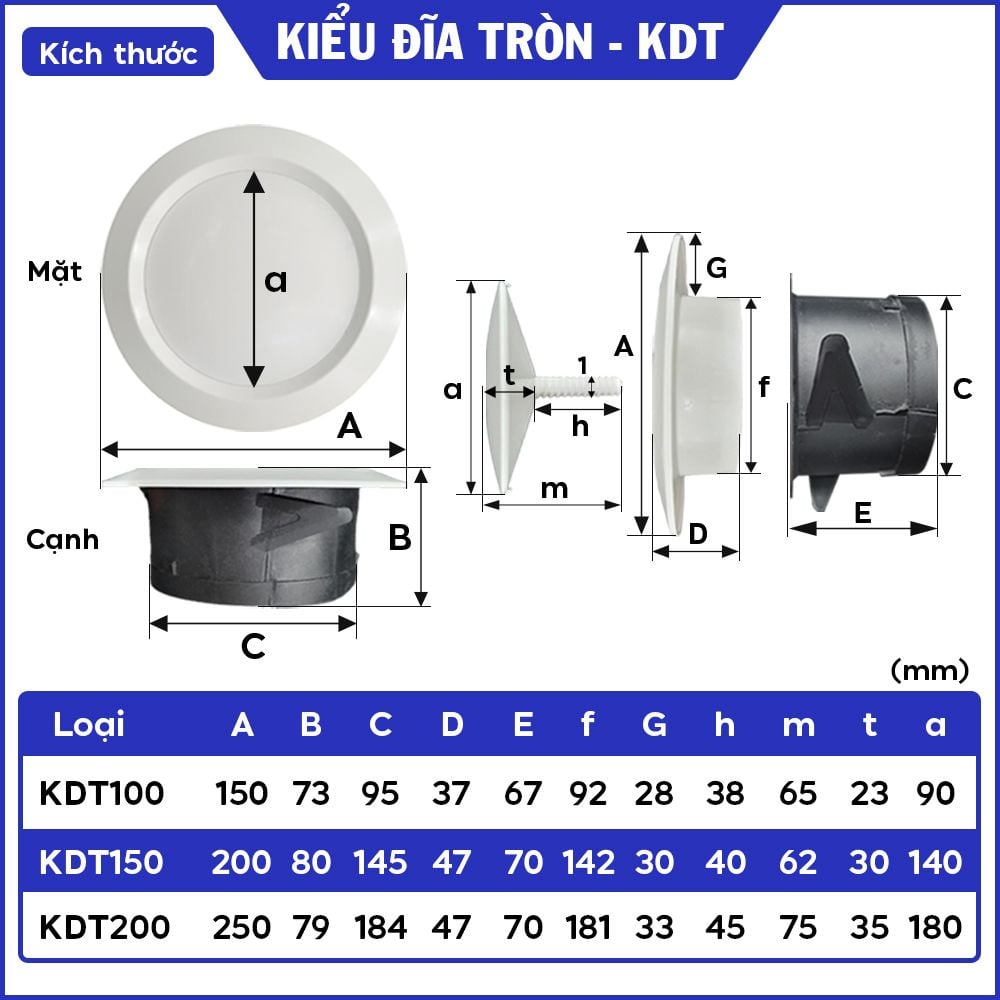 Miệng gió nhựa kiểu đĩa tròn KDT