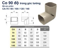 Trunking Nhựa Fineduct Co 90 Trong Góc Tường Màu Ngà CA - 70/80/100/120/140 (Co đứng) [Hộp che ống đồng máy lạnh / Air Conditioner Line Set cover]