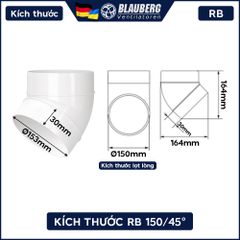 Co 45 độ ống gió BLAUBERG - 150mm  - RB 150/45 - Hàng nhập khẩu chính hãng