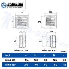 Quạt HT gắn trường, Trần - Ukraine - BLAUBERG Wind 125/ 150/ DK + Time