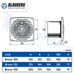 Quạt hướng trục gắn tường, trần BLAUBERG - BRAVO CHROME 100 - Hàng Nhập Khẩu